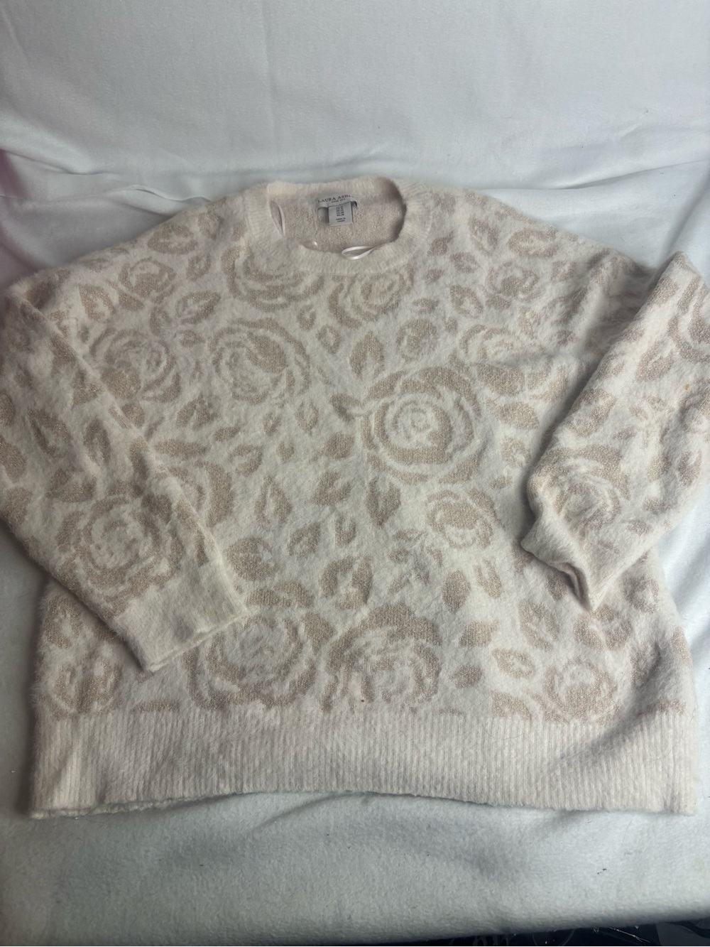 Laura Ashley Cream Floral Crewneck Sweater